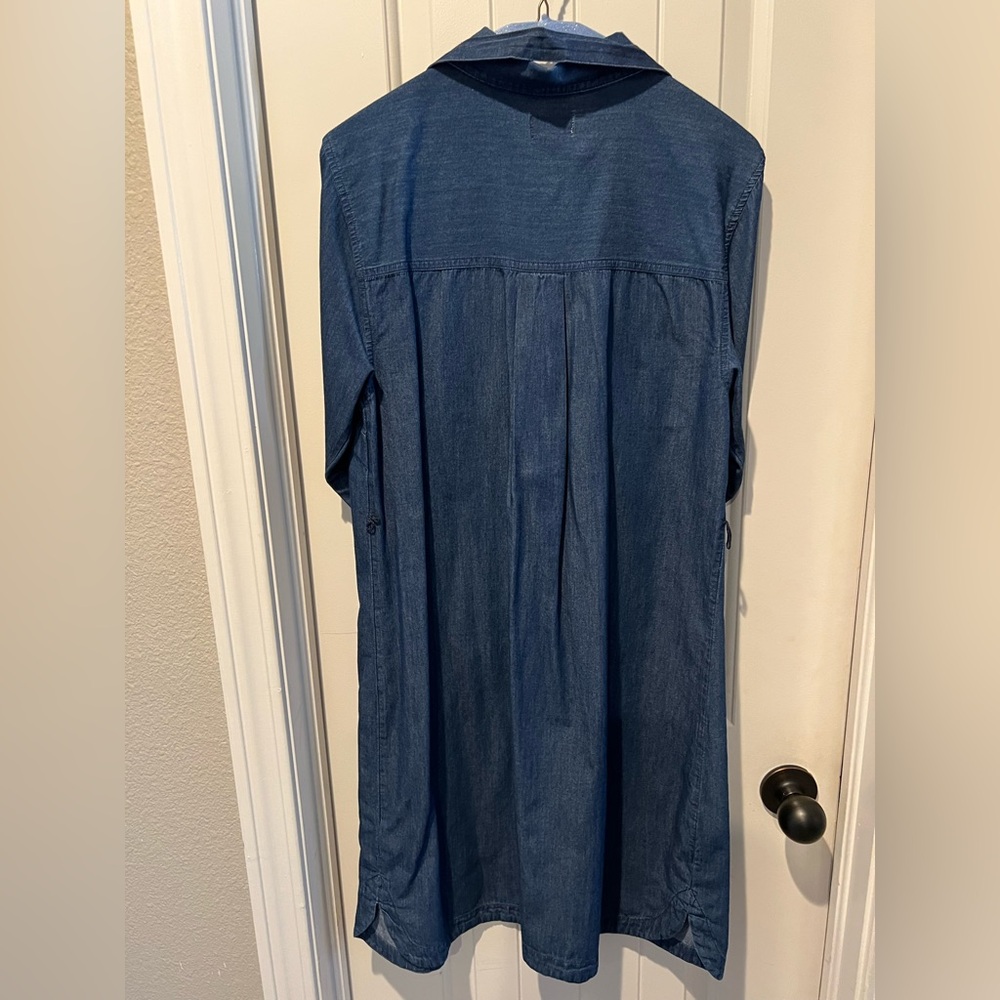 Old Navy Dark Blue Denim Jean Shirt Dress country western sz Large L - Picture 3 of 4